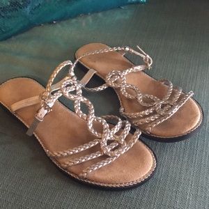 Silver Metallic Braided Sandals